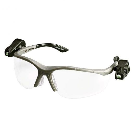 3M Safety Glasses, Light Vision, ANSI Z87, Anti-Fog Anti-Scratch Clear Lens, Gray Frame, Adjustable Ultra-Bright LED Lights Attached